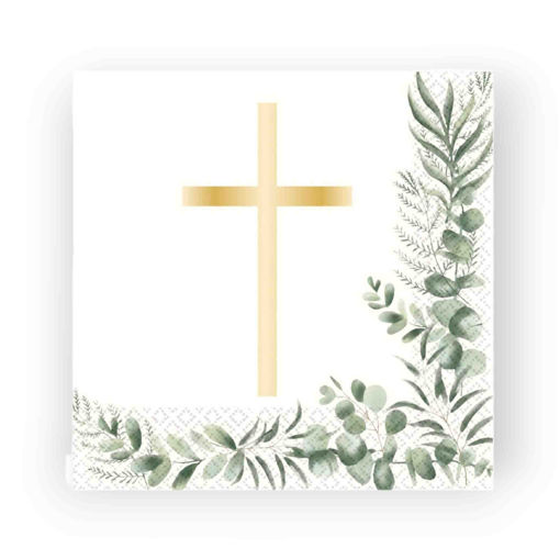 Picture of PAPER NAPKINS BOTANICAL CROSS GOLD 33 X 33CM - 20 PACK